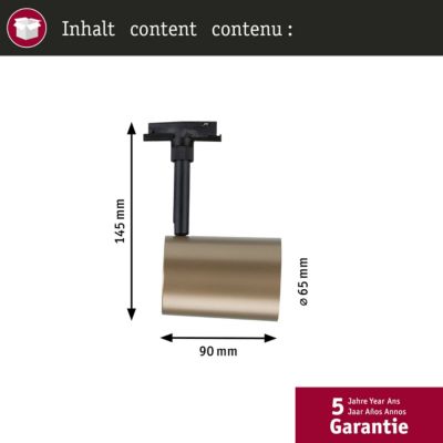 URail Spot sur rail Luxe GU10 max. 10W gradable 230V Doré mat, Noir mat