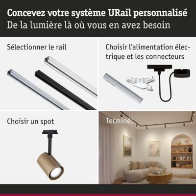 URail Spot sur rail Luxe GU10 max. 10W gradable 230V Doré mat, Noir mat