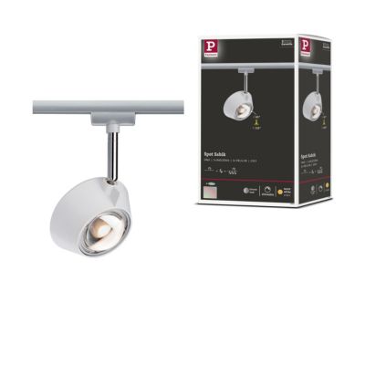 URail Spot sur rail Sabik Spot individuel 570lm / 360lm 9W / 4,5W 2700K gradable 230V Blanc dépoli Chrome mat
