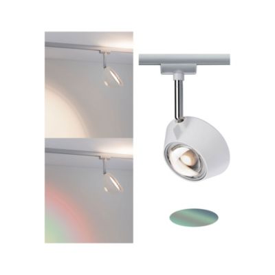 URail Spot sur rail Sabik Spot individuel 570lm / 360lm 9W / 4,5W 2700K gradable 230V Blanc dépoli Chrome mat