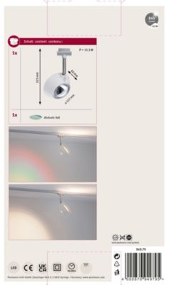 URail Spot sur rail Sabik Spot individuel 570lm / 360lm 9W / 4,5W 2700K gradable 230V Blanc dépoli Chrome mat