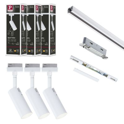 URail Spot sur rail Tubo Kit de démarrage 3x150lm 3x4W 3000K gradable 230V Blanc signal
