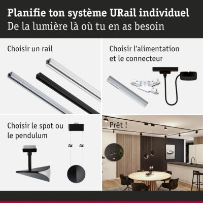 URail Suspension 3-Step-Dim Alejandro 800lm 10W 4000K gradable 230V Noir mat