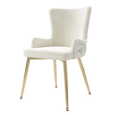 URBAN MEUBLE Ensemble table ronde marbre blanc doré avec 4 chaises beige