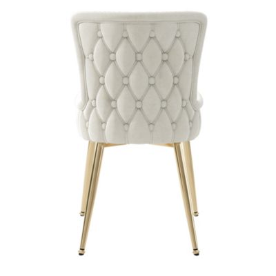 URBAN MEUBLE Ensemble table ronde marbre blanc doré avec 4 chaises beige