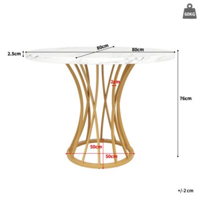URBAN MEUBLE Ensemble table ronde marbre blanc doré avec 4 chaises beige