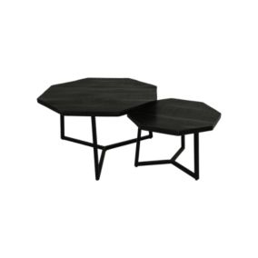 Urban - Set de 2 tables basses - bois de manguier et fer - noir