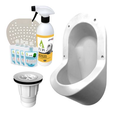 Urinoir sans eau encastrable TI'PI blanc + kit valve parachute + pack entretien