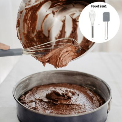 Ustensile de pâtisserie - LILY COOK - 2 en 1 - Spatule intégrée - Gris et noir