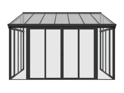 Véranda en aluminium et polycarbonate avec protection UV - 12,5 m² - anthracite - MATHILDA
