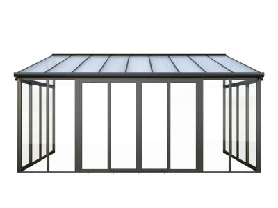 Véranda en aluminium et polycarbonate avec protection UV - 16 m² - anthracite - MATHILDA
