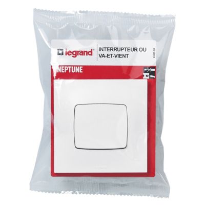 Interrupteur LEGRAND Va et Vient Neptune 10A Blanc