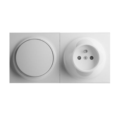 Va et vient + prise 2 pôles+terre Fontini Neo Evo blanc