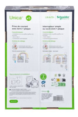 Va et vient Schneider Electric blanc, lot de 5