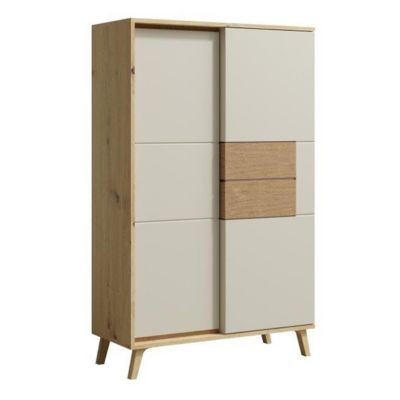 Vaisselier 2 Portes 87x137 Cm En Bois Clair Design Intemporel Blanc