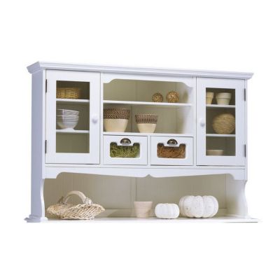Vaisselier Blanc 5 Portes 5 Tiroirs 11 Niches Style Anglais L 146.6 H 186 P 42.5 cm - L 146.6 x l 42.5 x H 186 cm