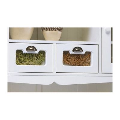 Vaisselier Blanc 5 Portes 5 Tiroirs 11 Niches Style Anglais L 146.6 H 186 P 42.5 cm - L 146.6 x l 42.5 x H 186 cm