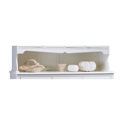 Vaisselier Blanc 5 Portes 5 Tiroirs 11 Niches Style Anglais L 146.6 H 186 P 42.5 cm - L 146.6 x l 42.5 x H 186 cm