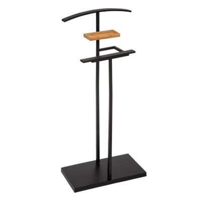 Valet avec vide poche 5Five H. 114,3 cm métal noir et bambou