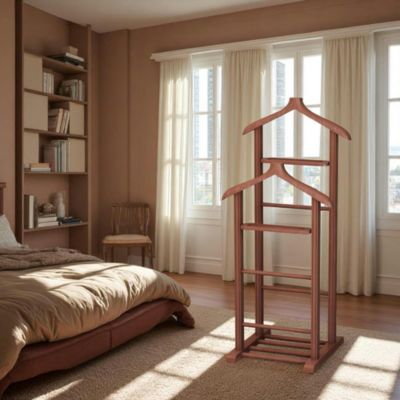 Valet de chambre en bois massif bambou Jena 48x97x36 cm marron