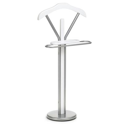 Valet de chambre FABIO chevalet de nuit portant pour vêtements, structure en métal laqué et finition en MDF décor blanc mat