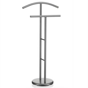 Valet de chambre LAURENZ valet de nuit porte vêtements en métal laqué gris