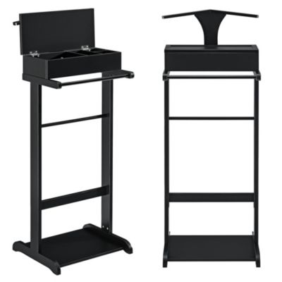 Valet de chambre Lulboll avec boîte ouvrable bois de pin noir en.casa