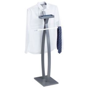 Valet de chambre ROBIN valet de nuit porte vêtements, structure en bois laqué gris