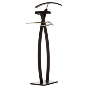 Valet de chambre ROBIN valet de nuit porte vêtements, structure en bois lasuré brun foncé