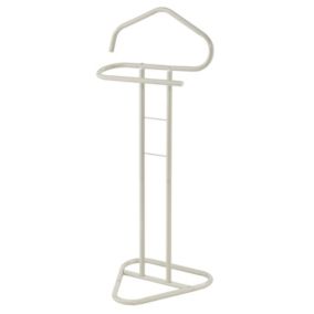 Valet de chambre valet de nuit CAMILO chevalet de nuit avec cintre pour veste et portant pour pantalons, en métal laqué beige