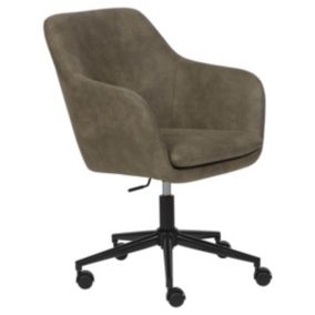 VALKA - Fauteuil de Bureau sur Roulettes Tissu Kaki