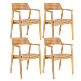 VANCOUVER - Lot de 4 Chaises en Bois de Sungai et Assise en Paille