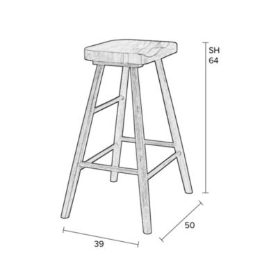 Vander - Tabouret de bar en bois H65,5cm - Noir