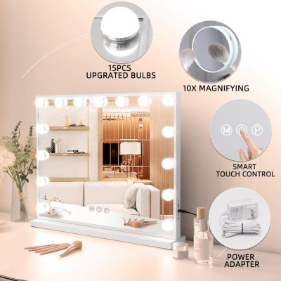 VANITII Coiffeuse avec Miroir LED RGB 11 Tiroirs Blanc 130 x 55 x 127 cm