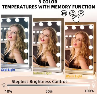 VANITII Coiffeuse avec Miroir LED RGB 11 Tiroirs Blanc 130 x 55 x 127 cm
