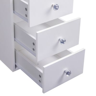 VANITII Coiffeuse LED Éclairage RGB 11 Tiroirs Blanc 130 x 55 x 81 cm