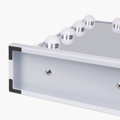 VANITII Grand Miroir Coiffeuse LED avec Loupe 3 couleurs Blanc 58 x 46cm