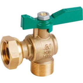 Vanne à sphère laiton équerre pour compteur - Sferaco - Male 3/4' - Ecrou prisonnier 3/4'