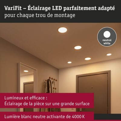 VariFit Panneau encastré LED Areo IP44 rond 175 mm 13W 1200lm 4000K Blanc