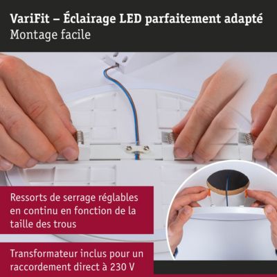VariFit Panneau encastré LED Areo IP44 rond 175 mm 13W 1200lm 4000K Blanc