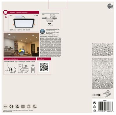 VariFit Panneau encastré LED Smart Home Zigbee 3.0 Areo IP44 carré 230x230mm  16W 1400lm Tunable White Noir gradable