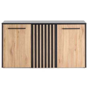 Varna - buffet bas - bois et noir - 164 cm - Best Mobilier