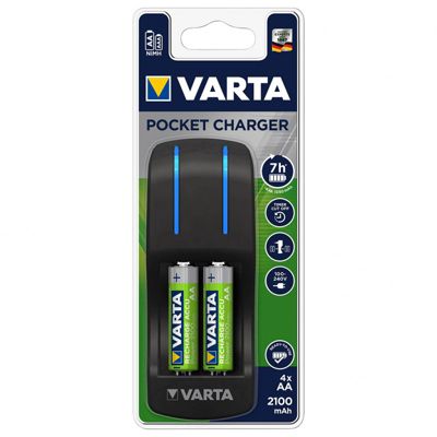 Varta - Pocket Chargeur + 4 piles rechargeables AA 1600 mAh