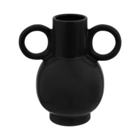 Vase Amphore en Céramique Noire H 22,5 cm