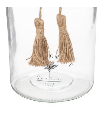 Vase Bocal en Verre transparent et Jute H 25 cm