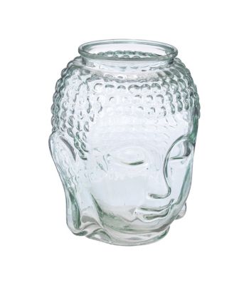 Vase Bouddha en Verre transparent H 28  cm