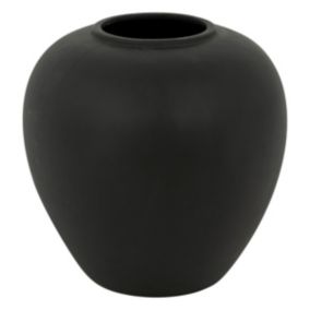 Vase boule en céramique mat Noir H 22 cm