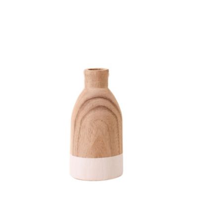 Vase bouteille en bois, H20cm, Zen