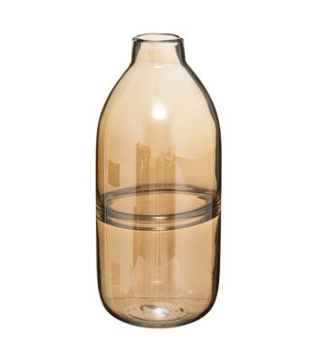 Vase Bouteille en Verre Ambre H 30 cm