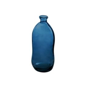 Vase bouteille en Verre recyclé Bleu orage H 51 cm